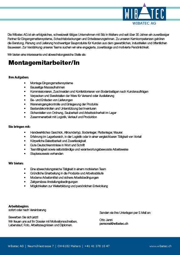 Montagemitarbeiter/In